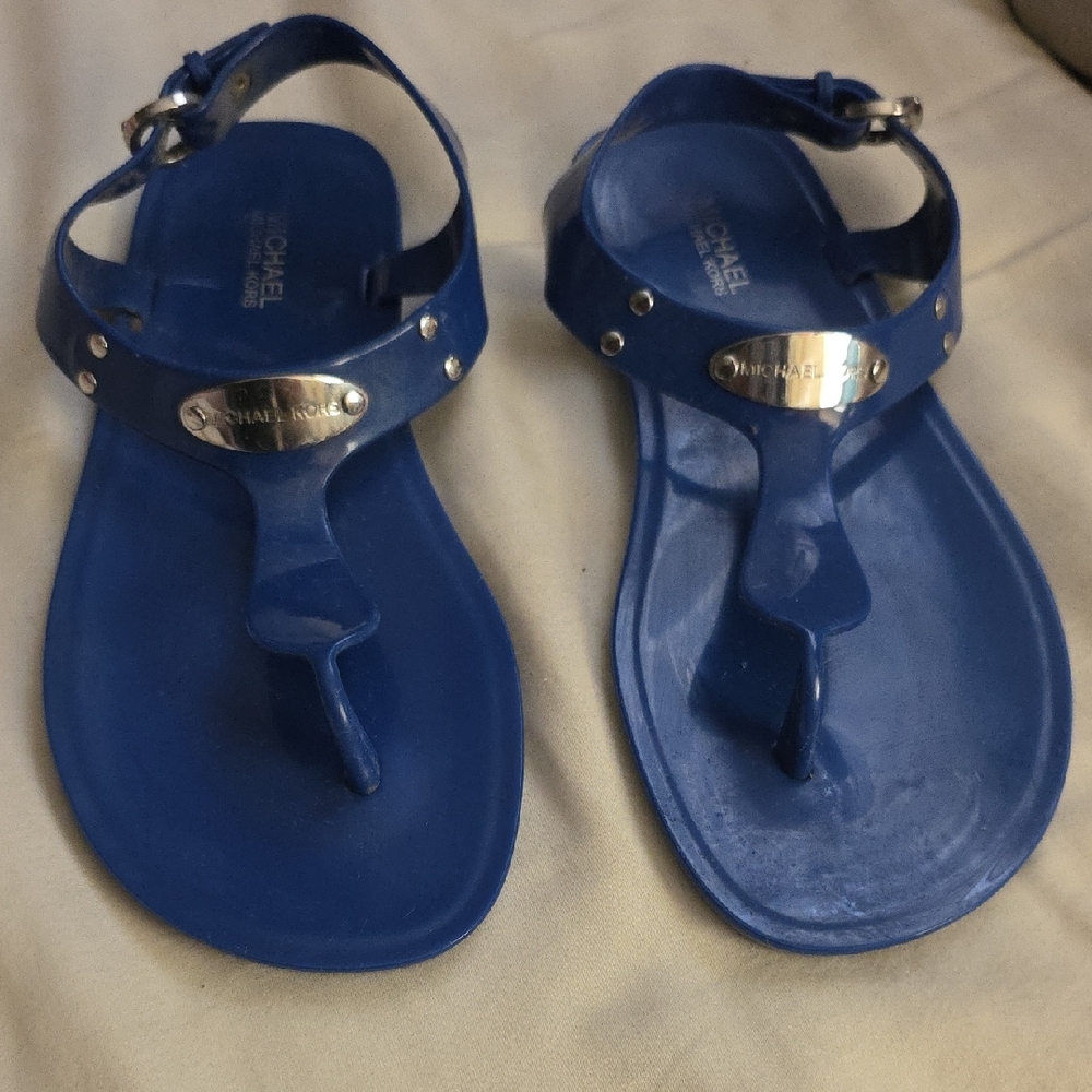 Michael Kors Blue Sandals with Silver Detail